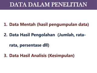 Data dan Variabel dalam Penelitian Pertemuan 2 | PPT