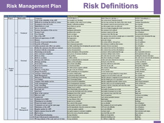 Risk Management Plan Risk Definitions
 