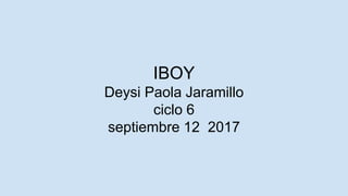 IBOY
Deysi Paola Jaramillo
ciclo 6
septiembre 12 2017
 