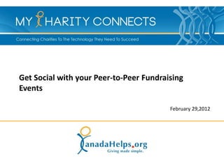 Get Social with your Peer-to-Peer Fundraising
Events

                                         February 29,2012
 