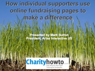 How individual supporters use online fundraising pages to make a difference Presented by Mark Sutton President, Artez Interactive US 