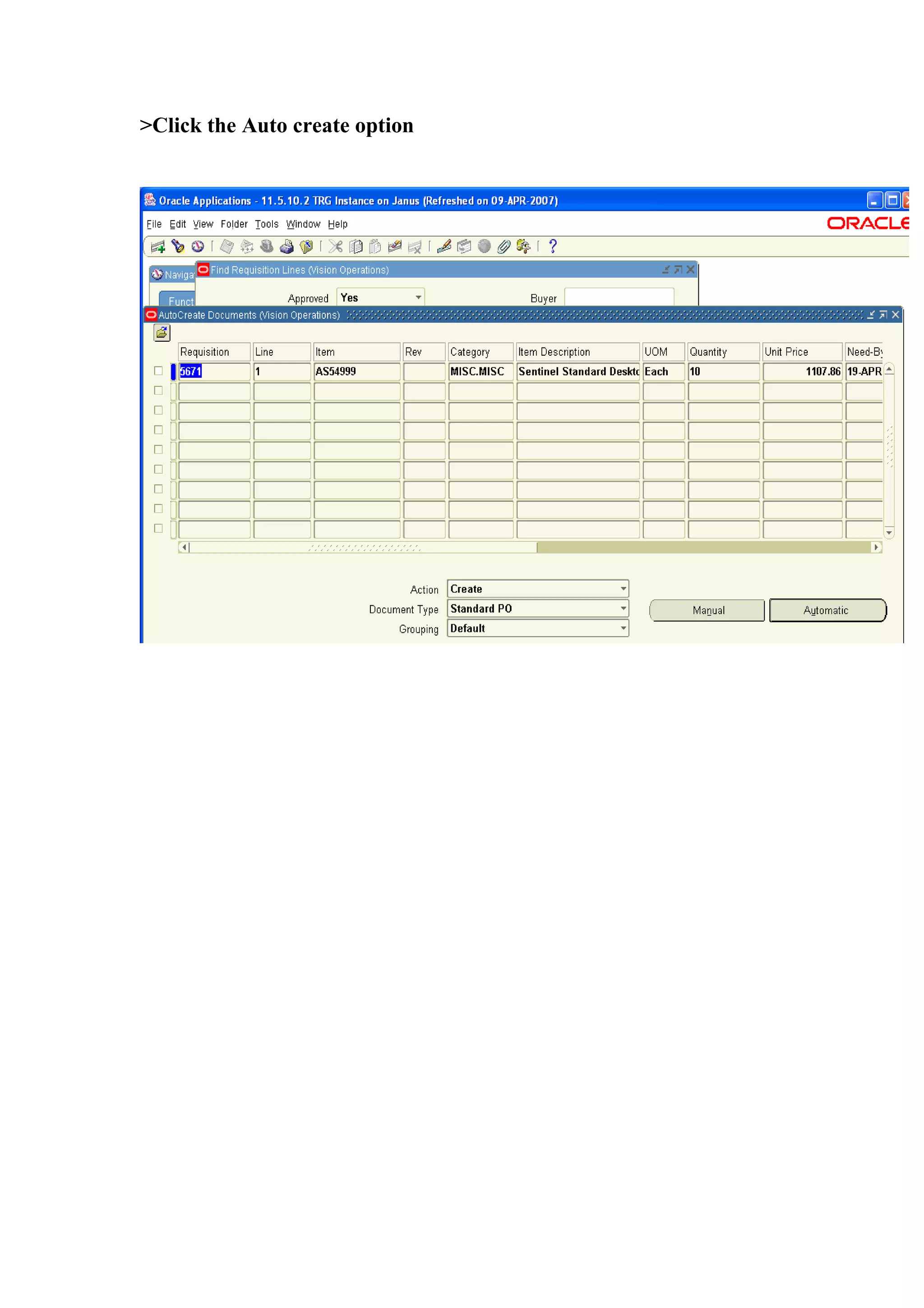>Click the Auto create option
 