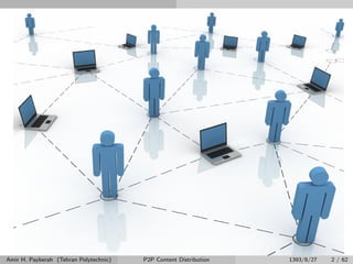 Amir H. Payberah (Tehran Polytechnic) P2P Content Distribution 1393/8/27 2 / 62
 