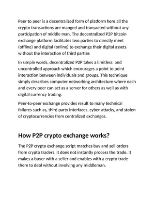P2P Crypto Exchange Script Development - Coinjoker | PDF