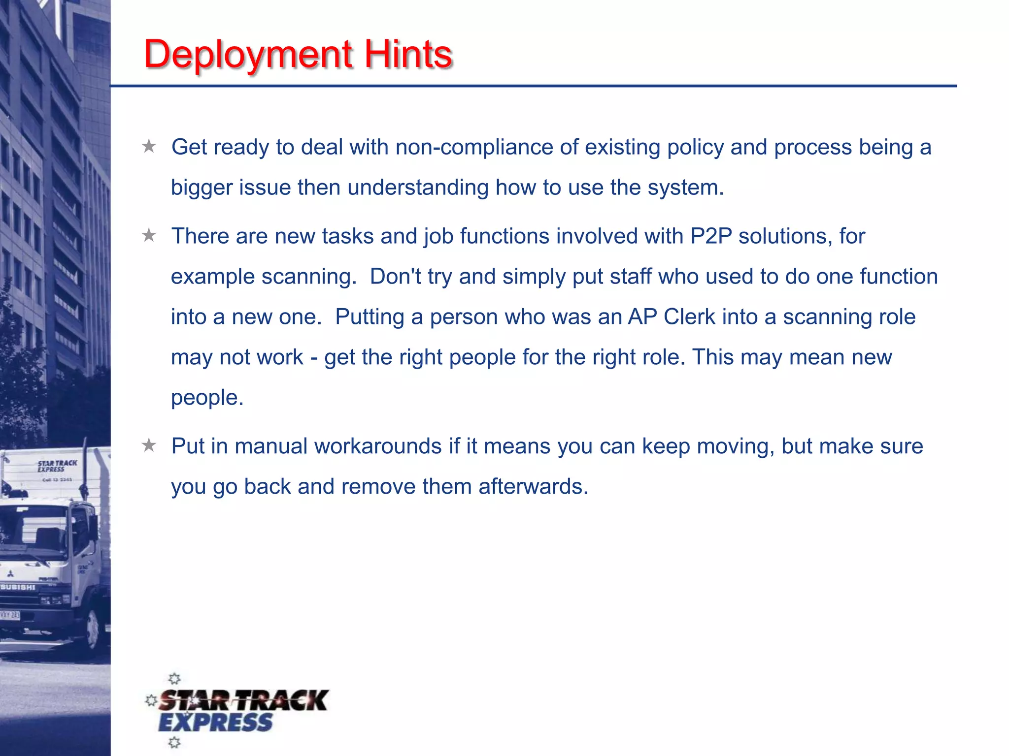 Each day up to 300,000 items of freight are picked up and delivered, with an industry leading ~99% success rate.Core Services