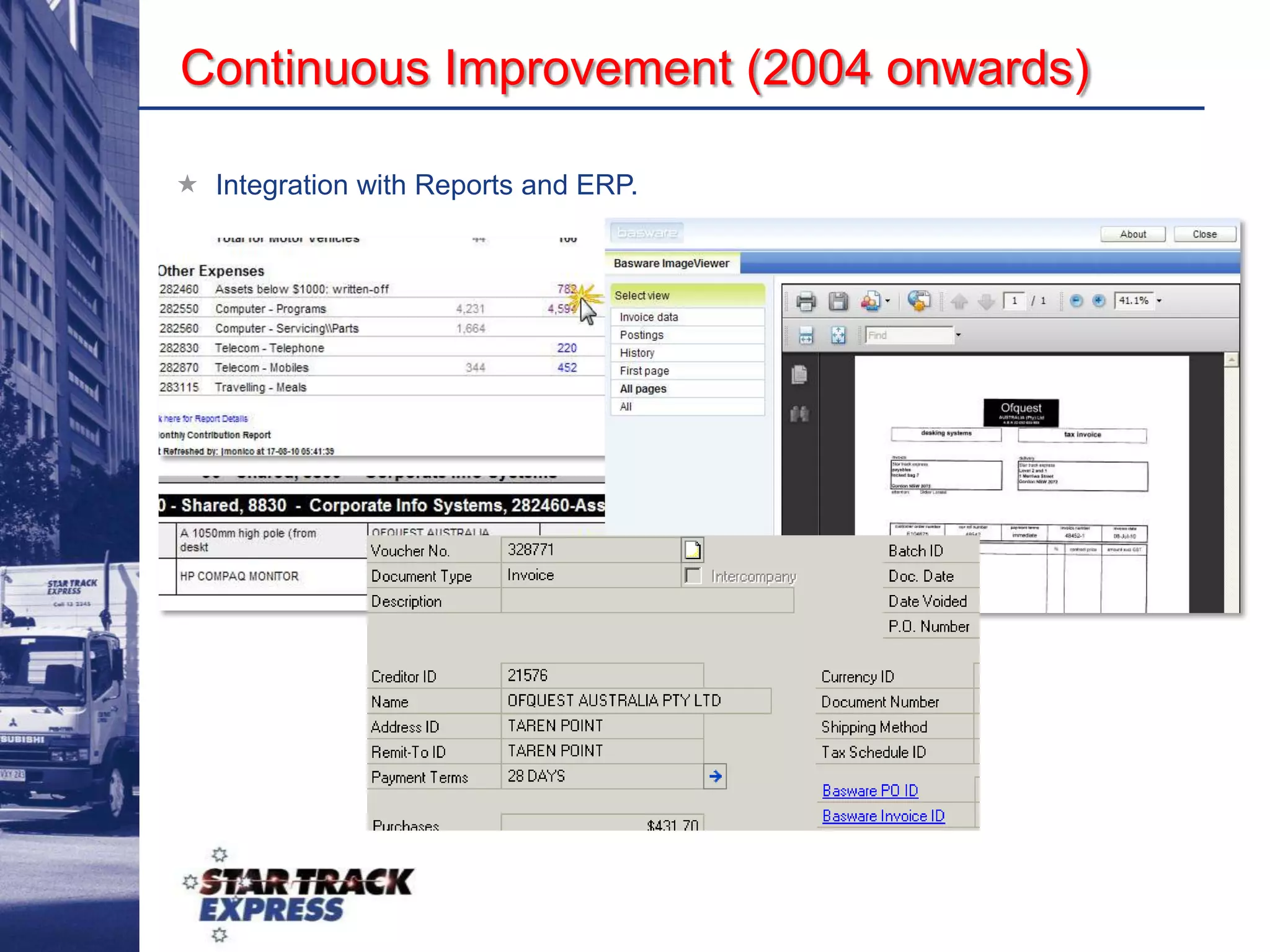 Invoices filed sometime after payment.  Time consuming process.  Hard to find, some lost and misplaced.  Ran out of storage space.