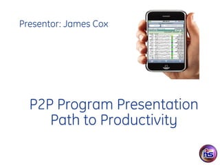 Presentor: James Cox




  P2P Program Presentation
     Path to Productivity
 