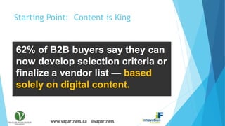 www.vapartners.ca @vapartners
Starting Point: Content is King
 