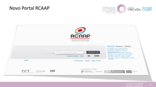 Novo Portal RCAAP
Jornadas Computação
Cientifica 2018 @ INL 57
 