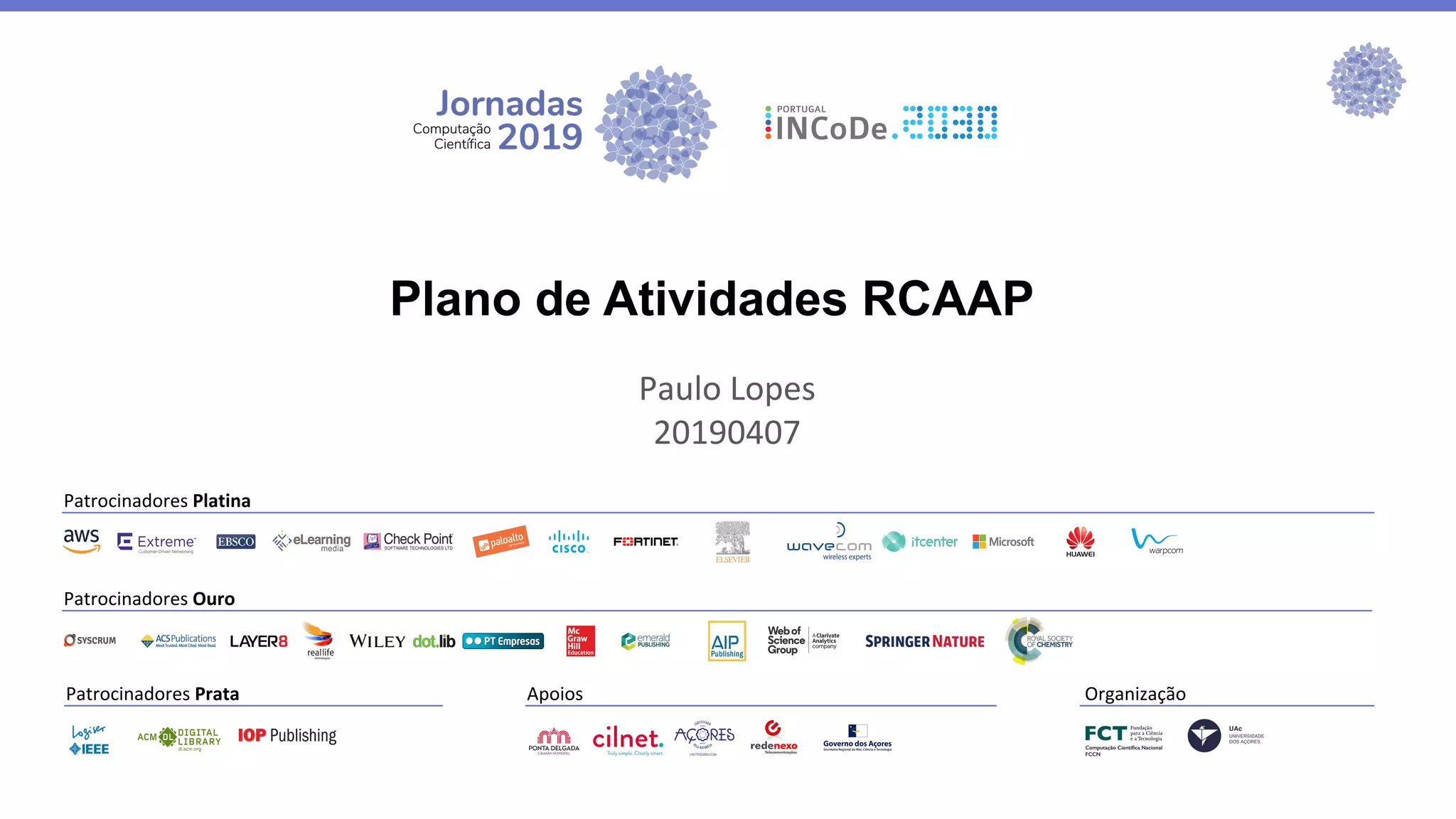 Plano de Atividades RCAAP
 