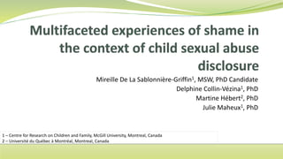 Multifaceted experiences of shame in the context of child sexual ...