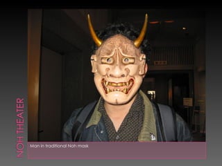 Man in traditional Noh mask 