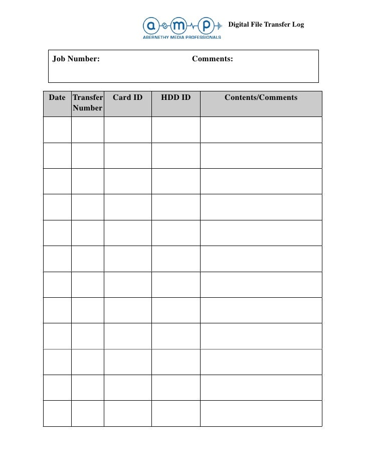 AMP P2 Log and Transfer form