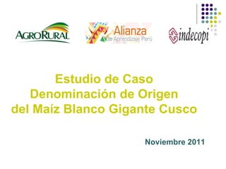 Estudio de Caso
Denominación de Origen
del Maíz Blanco Gigante Cusco
Noviembre 2011
 
