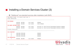 Installing a Domain Services Cluster (3)
Domain Services Cluster17 07.03.18
"Additional" non-standard services after insta...