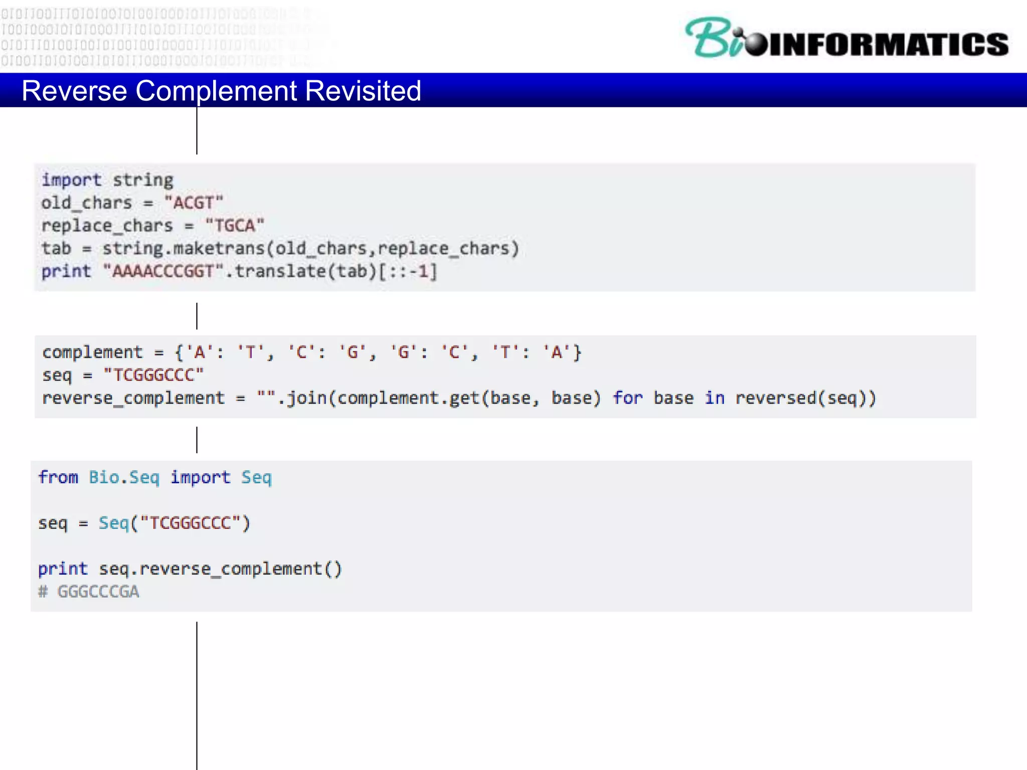Reverse Complement Revisited
 