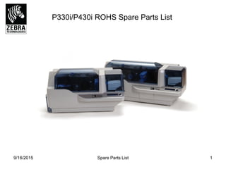 P330i/P430i ROHS Spare Parts List
Spare Parts List 19/16/2015
 
