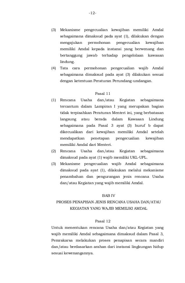 Permenlhk 38 Tahun 2019 Ttg Kegiatan Wajib Amdal