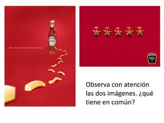 Función informativa
(cartel anunciador
de un producto).
Utiliza un lenguaje
visual publicitario.
Utiliza un EFECTO
VISUAL, para llamar
la atención del
receptor.
Analicemos un poco
más:
 