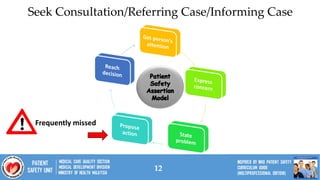 12
Frequently missed
Seek Consultation/Referring Case/Informing Case
 