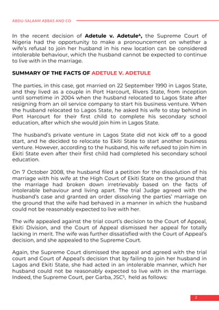 Intolerable Behaviour Legal Analysis of Spousal Refusal to Relocate as Intolerable Behaviour ...