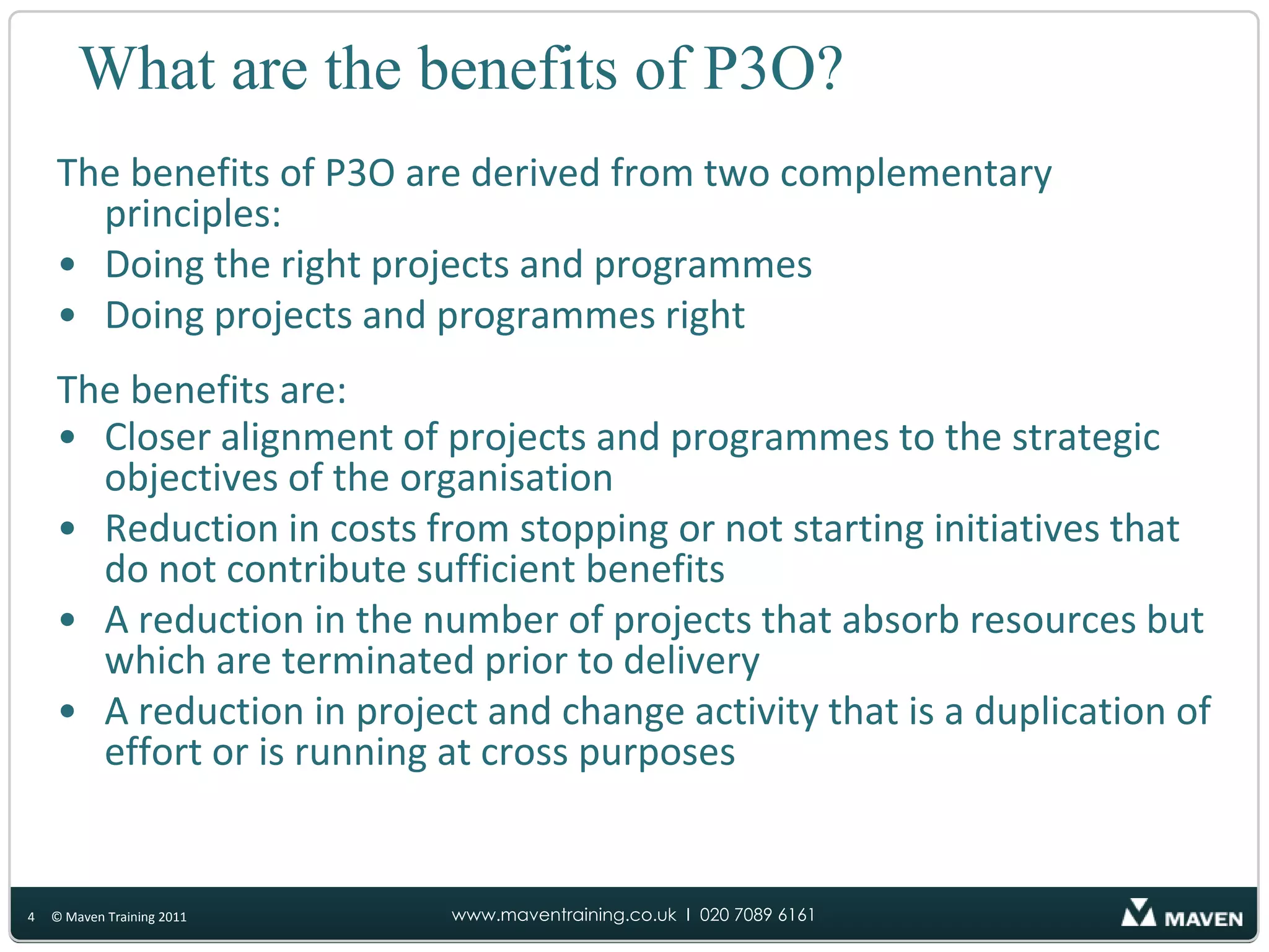 Enable senior management to take informed decisions on prioritisation, risk management and deployment of resources to meet strategic objectives