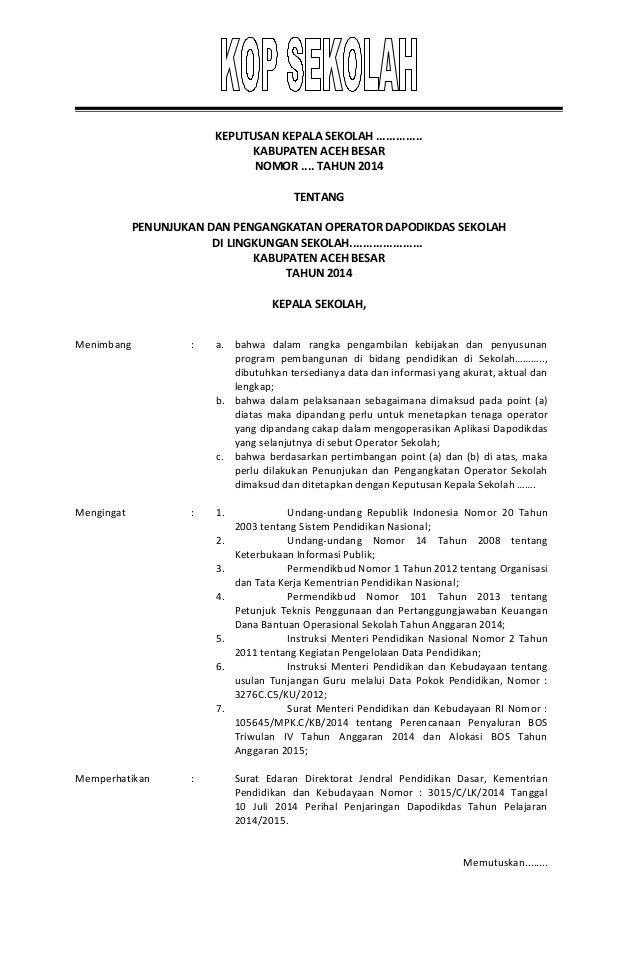 Contoh sk op. dapodikdas 2014