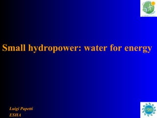 Small hydropower: water for energy   ,[object Object],[object Object]