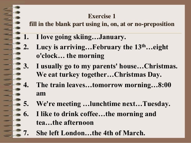 Prepositions Of Time At In On