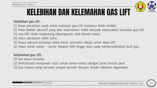 ARTIFICIAL LIFT | PLUG M
Kelebihan gas lift :
(1) Biaya peralatan awal untuk instalasi gas-lift biasanya lebih rendah,
(2)...