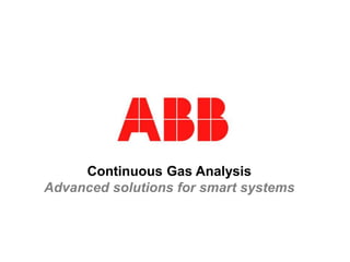 ANaLIZabb
’08
Continuous Gas Analysis
Advanced solutions for smart systems
 