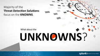 Majority  of  the  
Threat	
  Detec8on	
  Solu8ons	
  	
  
focus  on  the  KNOWNS.  
UNKNOWNS?	
  
What  about  the  
 