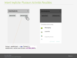 Dr. Lilia SFAXI
www.liliasfaxi.wix.com/liliasfaxi
Slide 13
Intent Implicite: Plusieurs Activités Possibles
 