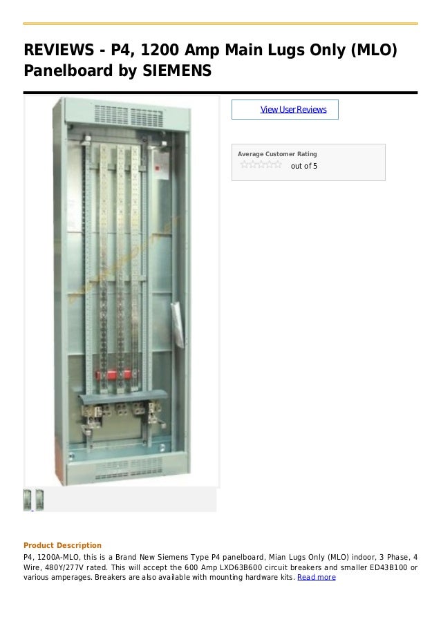 P4, 1200 amp main lugs only (mlo) panelboard by siemens