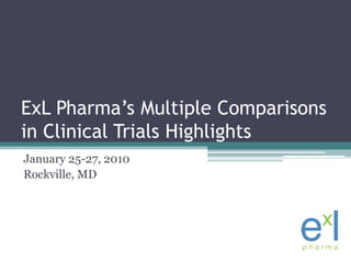 ExLPharma’s Multiple Comparisons in Clinical Trials Highlights January 25-27, 2010 Rockville, MD 