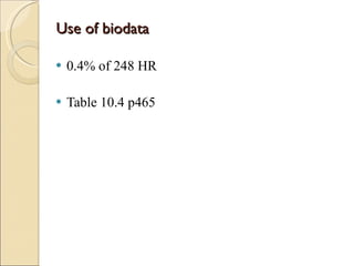 Use of biodata 0.4% of 248 HR Table 10.4 p465 
