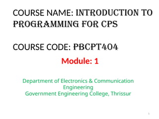 Cps 3 Module programming for CPS 4th semester KTU subject | PPTX