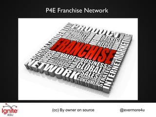 P4E Franchise Network




  (cc) By owner on source   @evermore4u
 