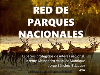 RED DE
PARQUES
NACIONALES
Espacios protegidos de interés nacional.
Jeremy Alessandro Vasquez Manrique
Jorge Sánchez Blázquez
4ºA
 