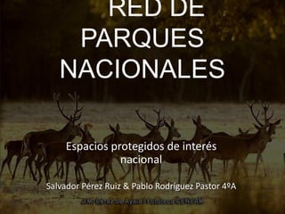 RED DE
PARQUES
NACIONALES
Espacios protegidos de interés
nacional
Salvador Pérez Ruiz & Pablo Rodríguez Pastor 4ºA
 