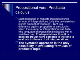 Theory of ICT - Propositional calculus lecture 2 | PPT