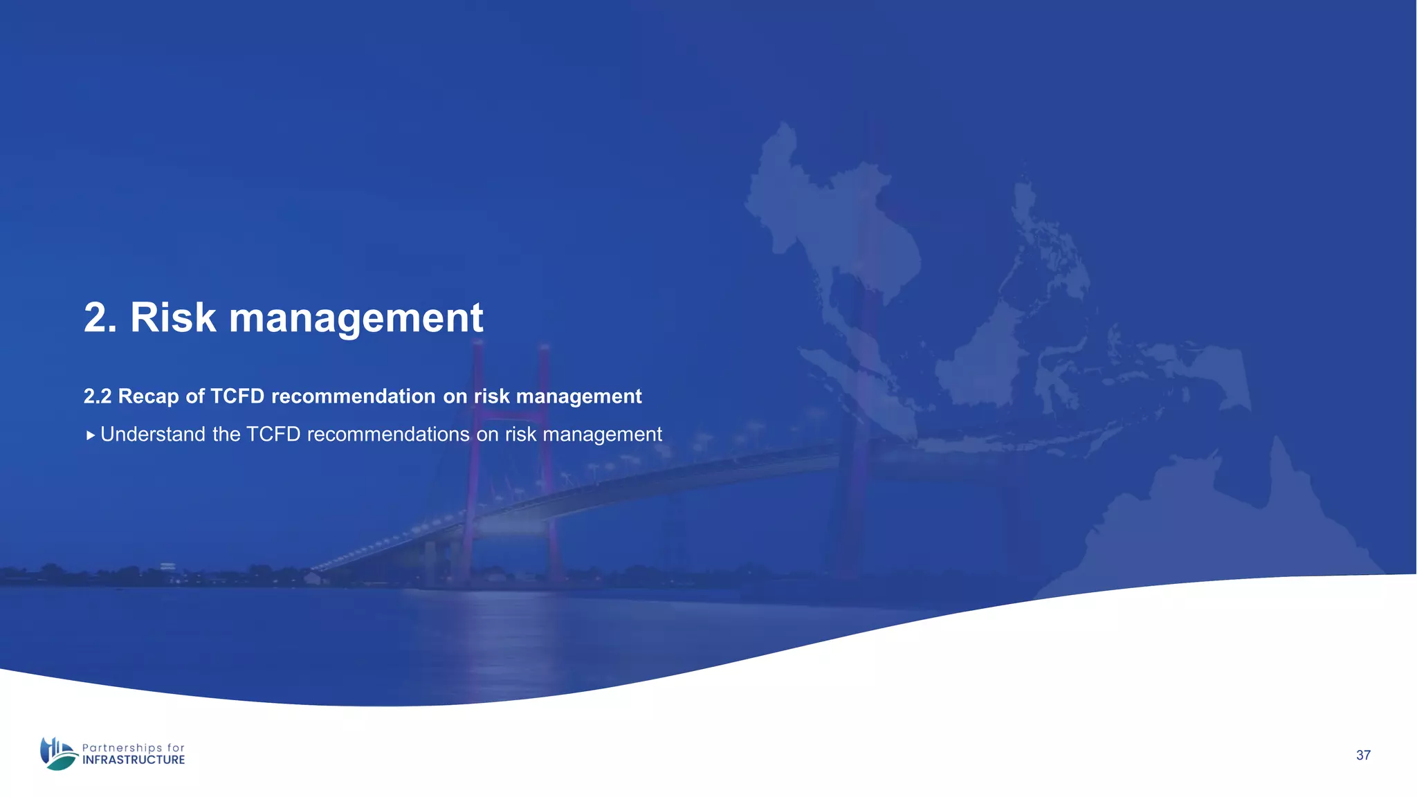 2.2 Recap of TCFD recommendation on risk management
2. Risk management
37
 Understand the TCFD recommendations on risk management
 