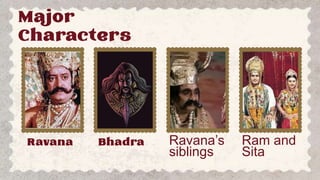 Major
Characters
Ravana Bhadra Ravana’s
siblings
Ram and
Sita