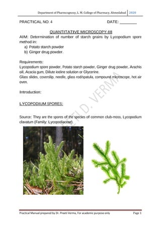 Lycopodium spore method practical manual