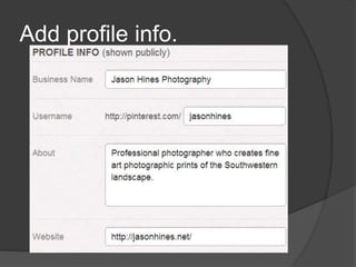 Add profile info.
 