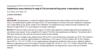MANAGEMENT OF EARLY STAGE NON SMALL CELL LUNG CARCINOMA | PPTX