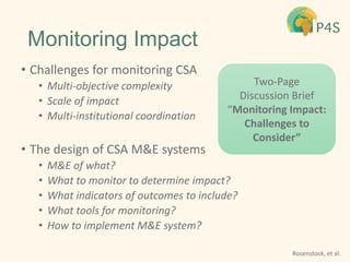 Partnerships for Scaling Climate Smart Agriculture in Africa and Asia