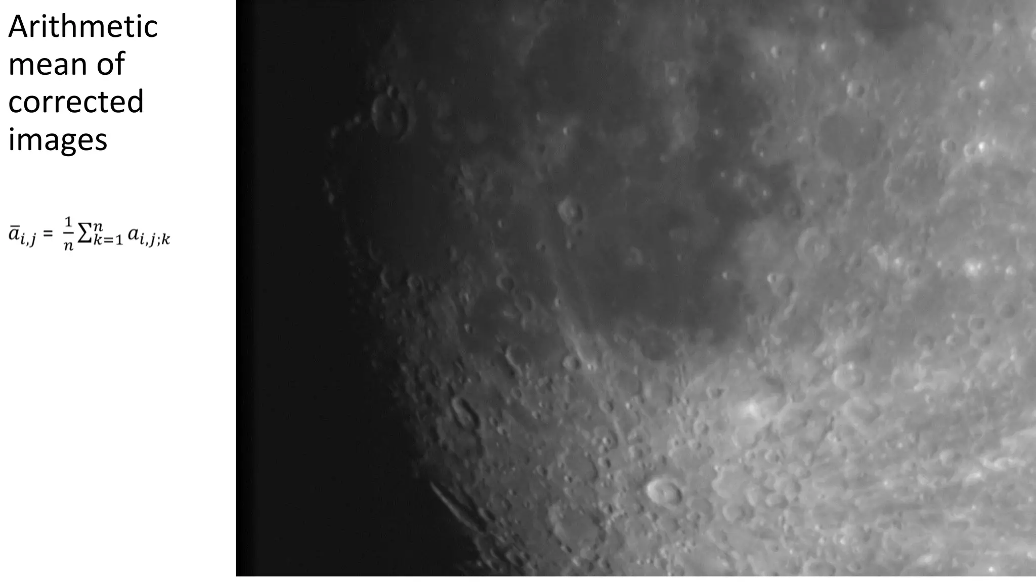 Arithmetic
mean of
corrected
images
 