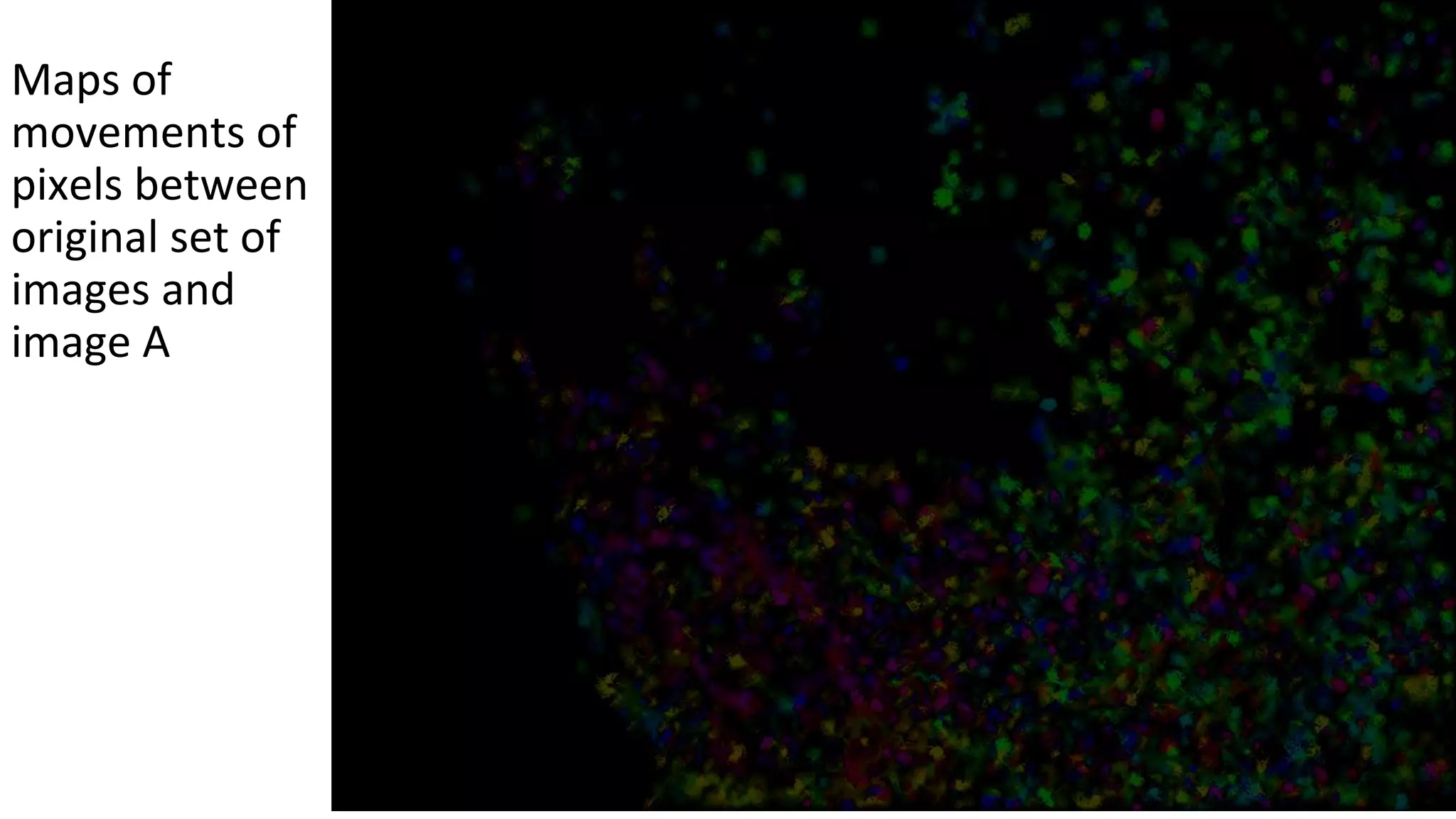 Maps of
movements of
pixels between
original set of
images and
image A
 