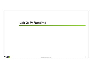 Copyright © 2018 – P4.org, ONF
Lab 2: P4Runtime
58
 